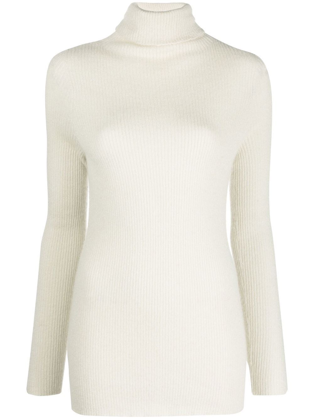 ribbed-knit roll-neck top