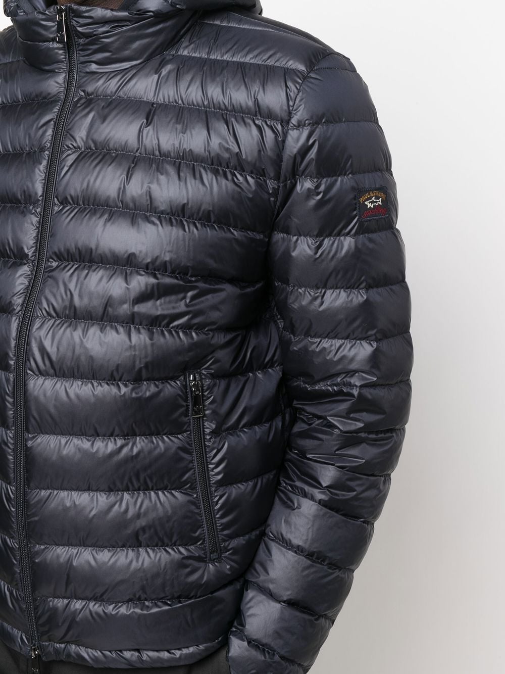 Shop Paul & Shark Ultralight Hooded Quilted Jacket In Blue