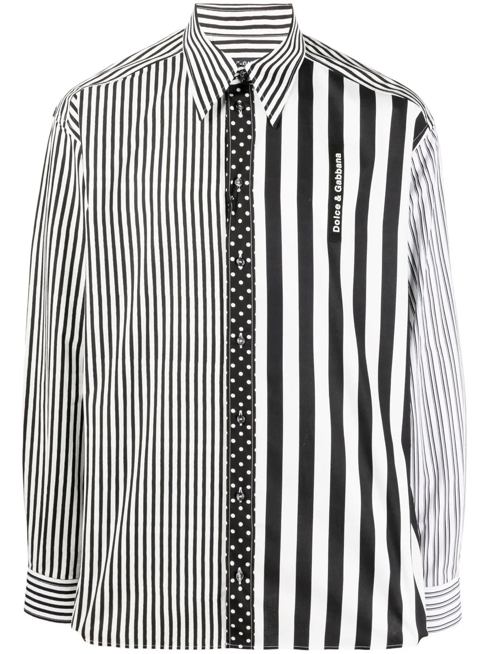 Dolce & Gabbana Striped Cotton-blend Long-sleeve Shirt In Neutral