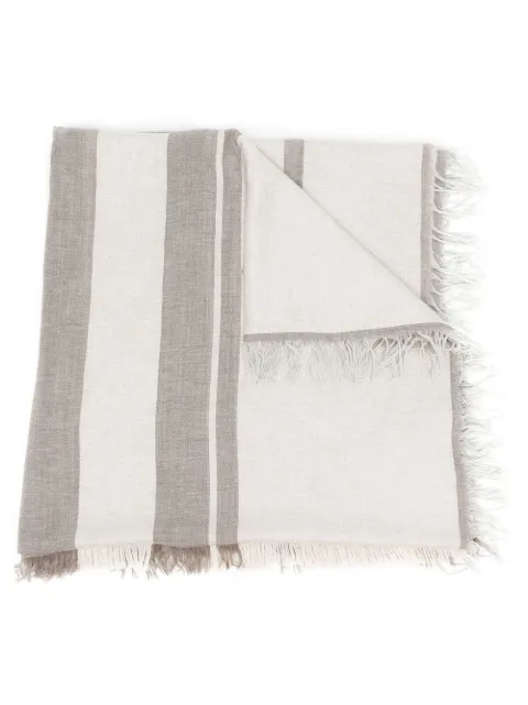 striped frayed-hem scarf