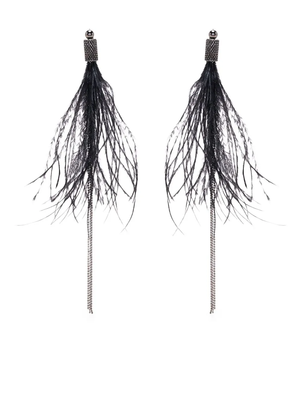 

Fabiana Filippi feather-trim earrings - Grey