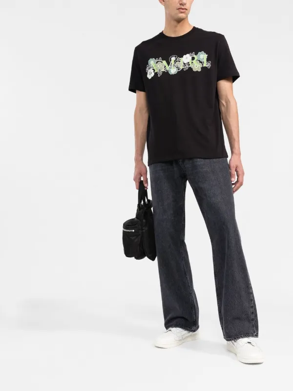 AMIRI Floral Logo Print T-shirt - Farfetch