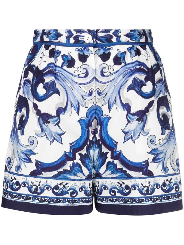 Sjah Glimp achtergrond Dolce & Gabbana Majolica-print Cotton Shorts - Farfetch