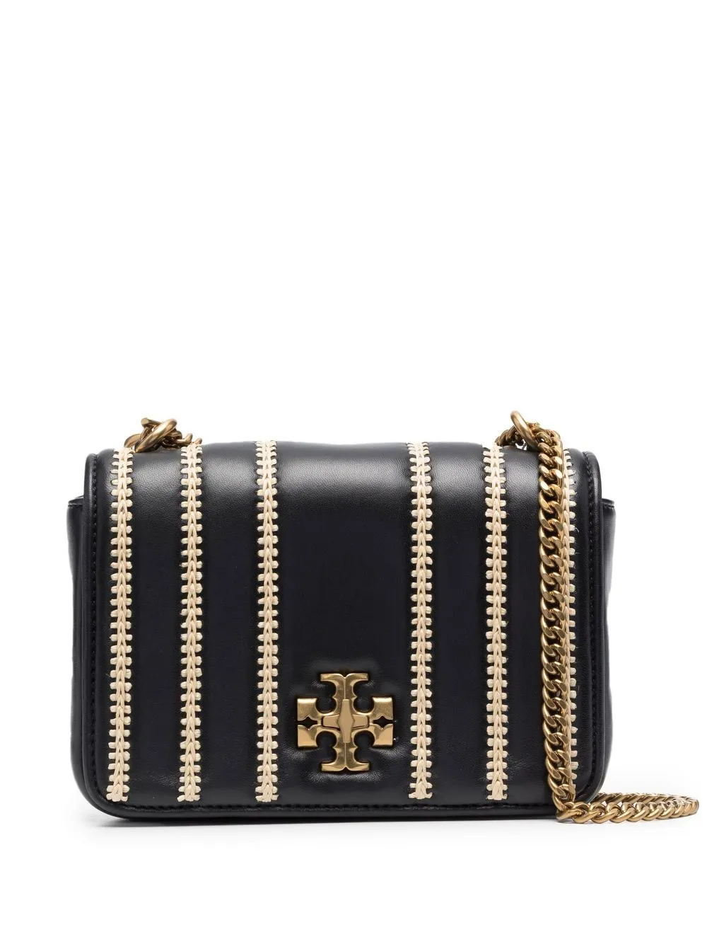 

Tory Burch bolsa satchel con placa del logo - Negro