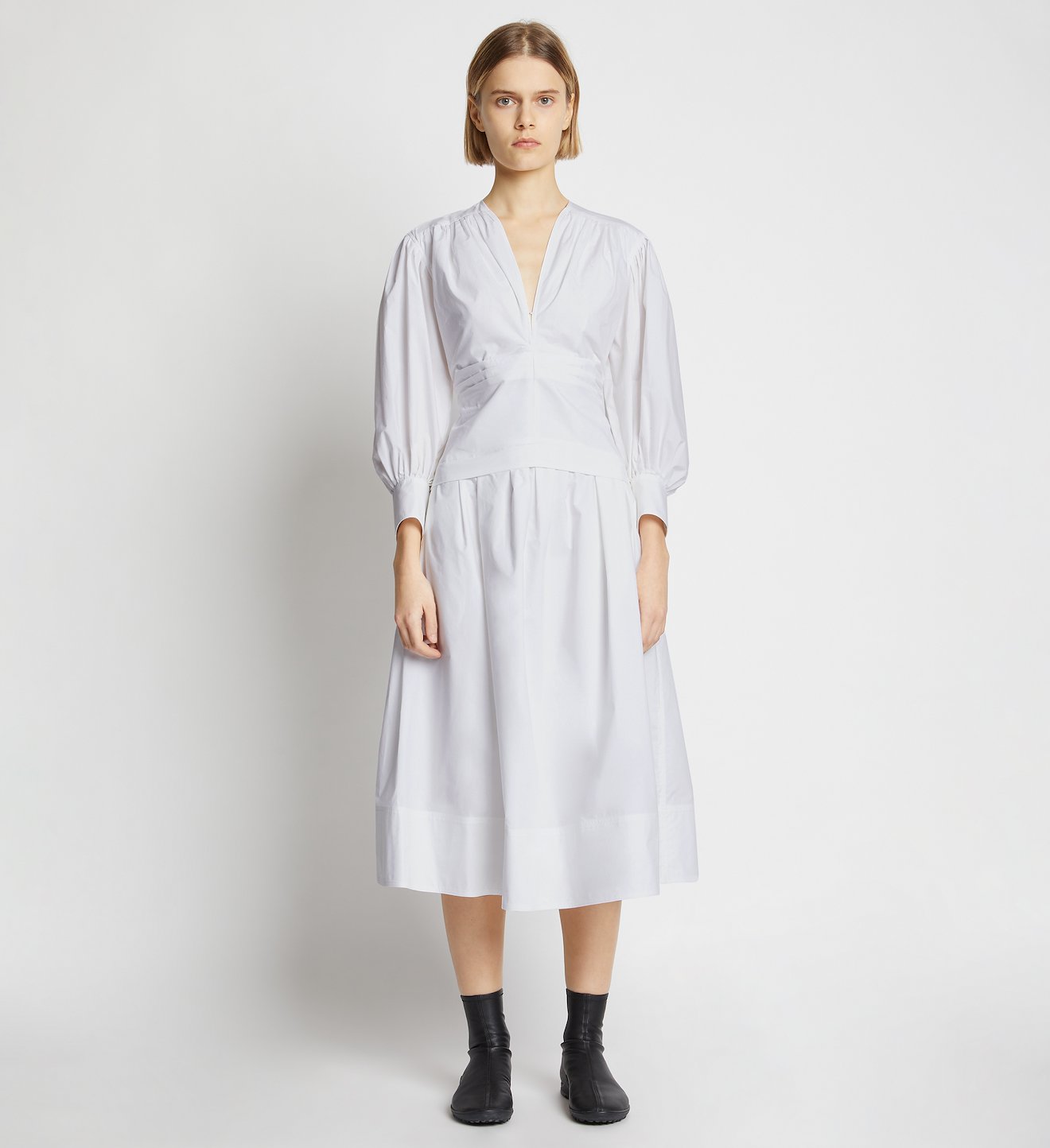 Poplin V-neck Dress