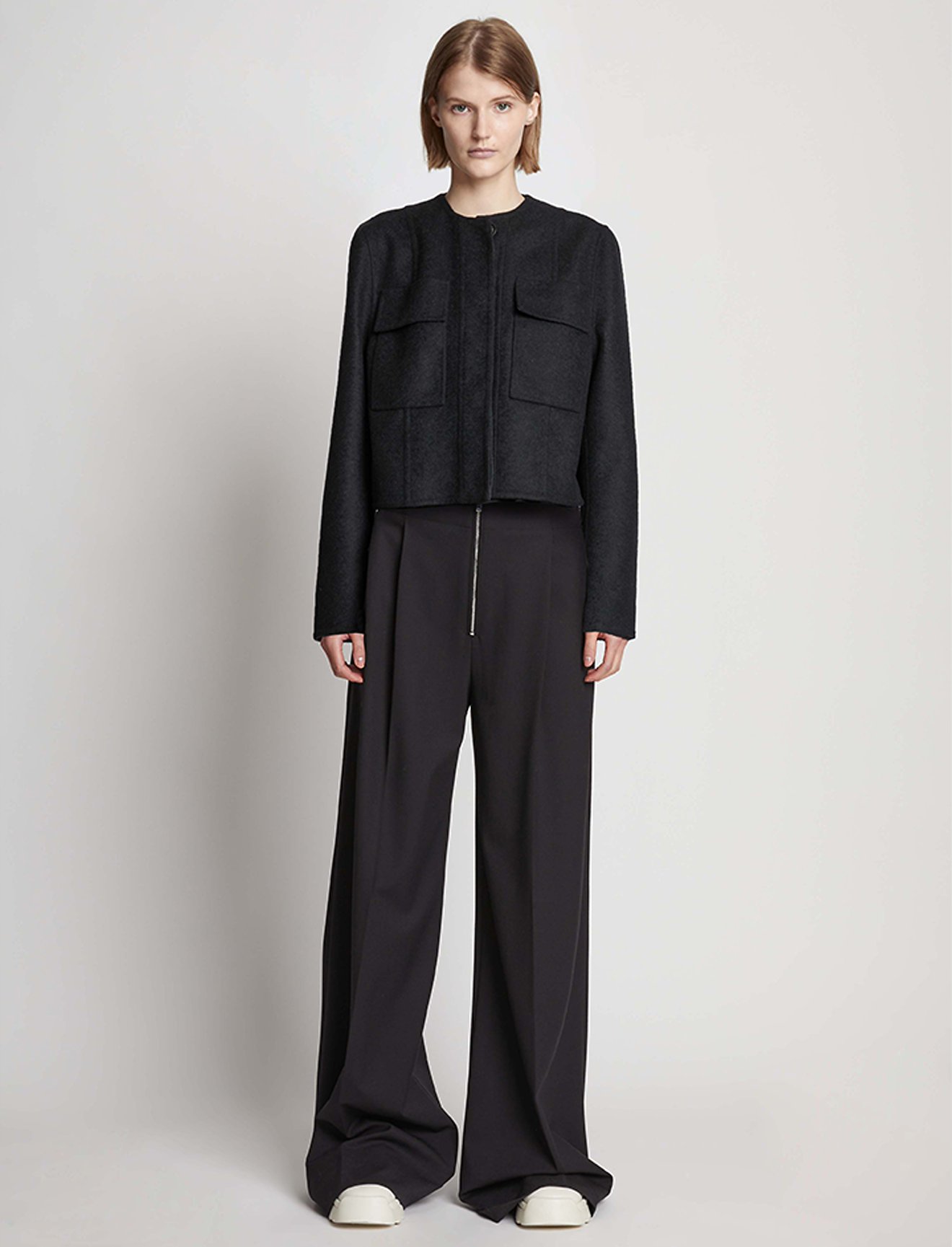 Eco Wool Double Face Crop Jacket in black | Proenza Schouler