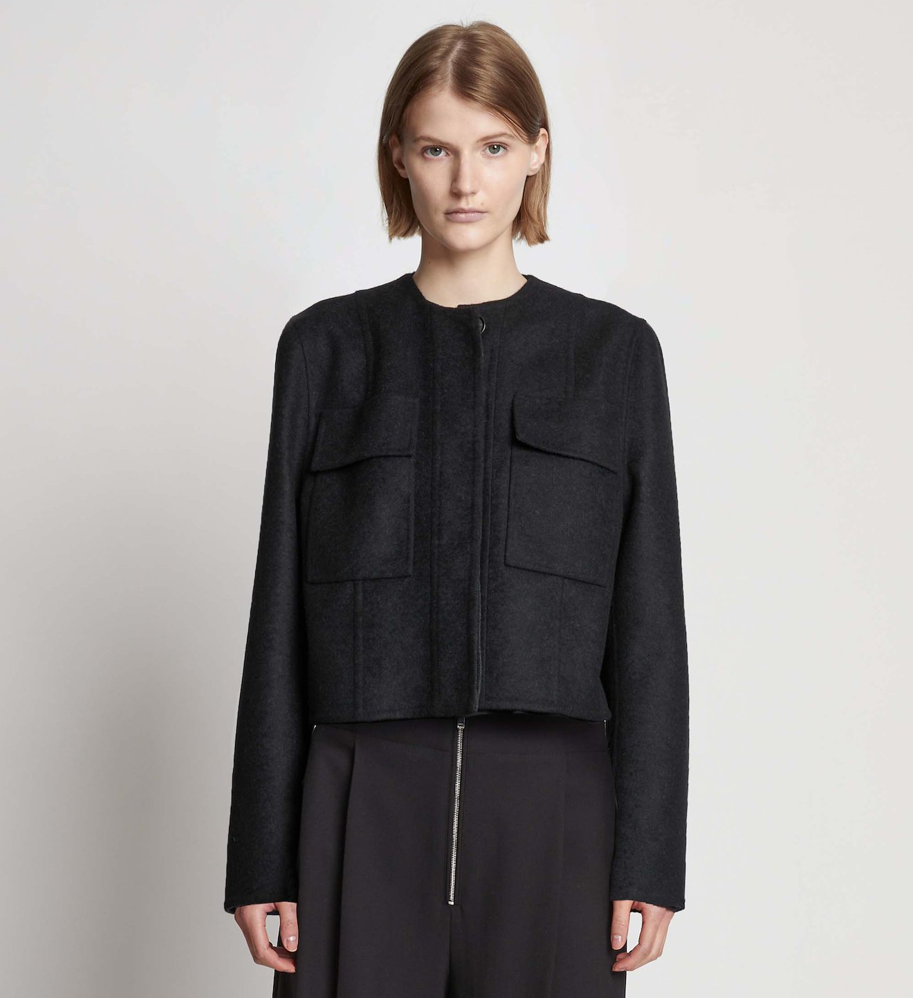 Eco Wool Double Face Crop Jacket