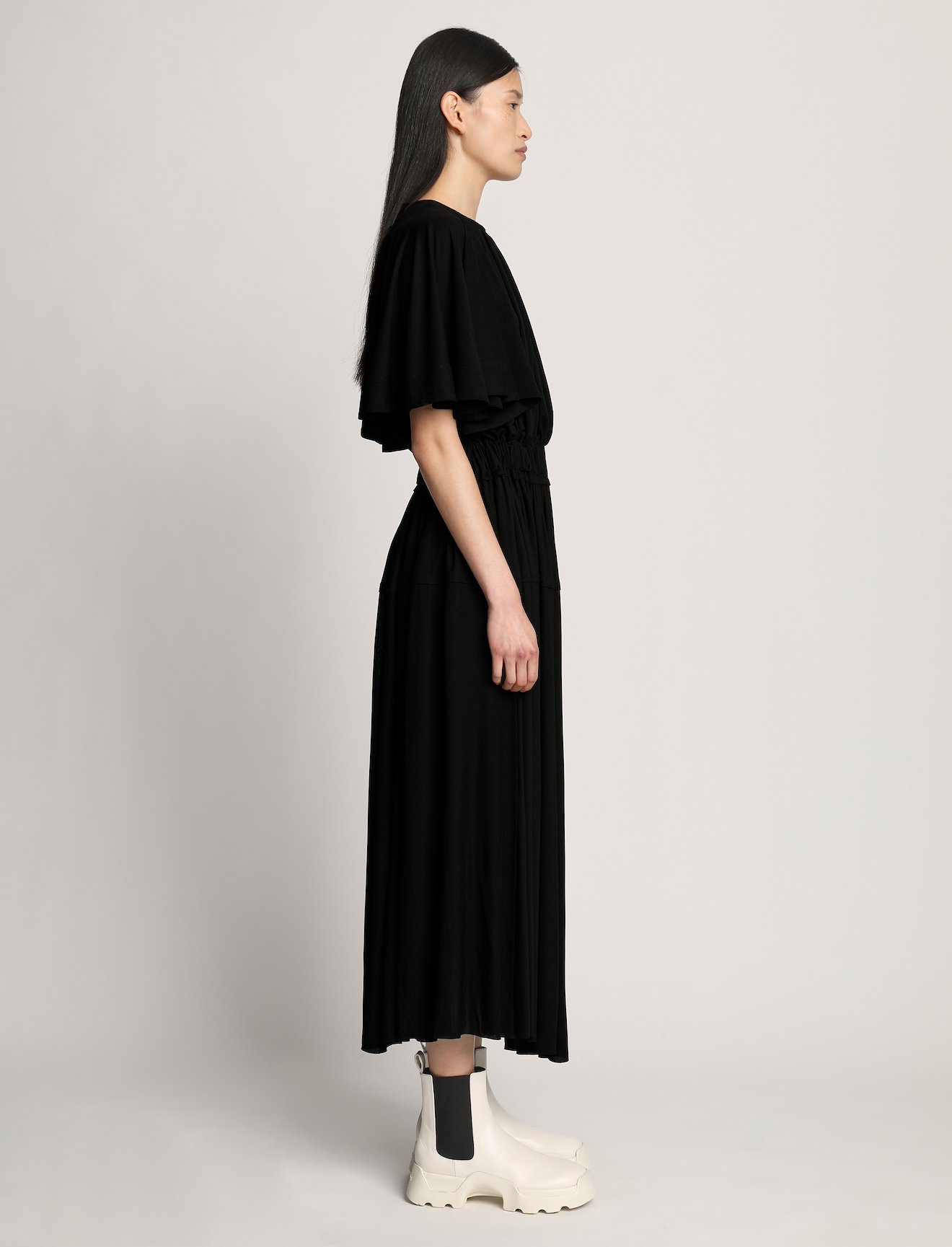 Viscose Crepe Gathered Jersey Dress #1