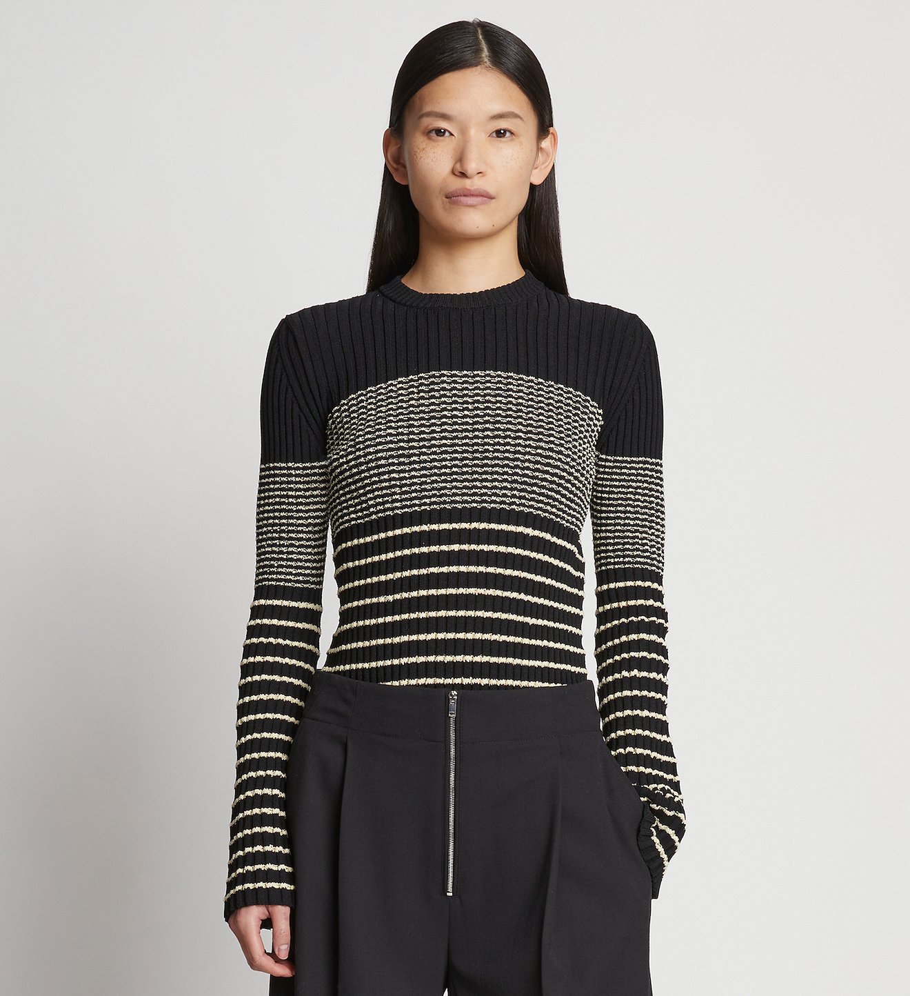 Boucle Mini Stripe Sweater in black | Proenza Schouler