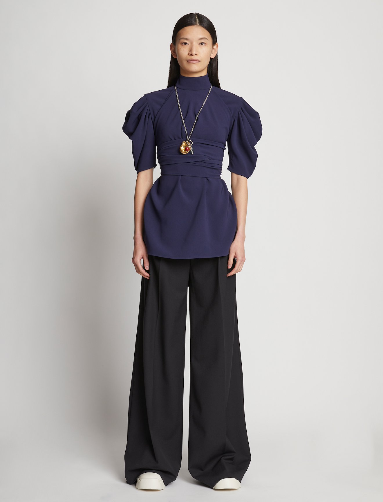 Matte Viscose Crepe Belted Top #1