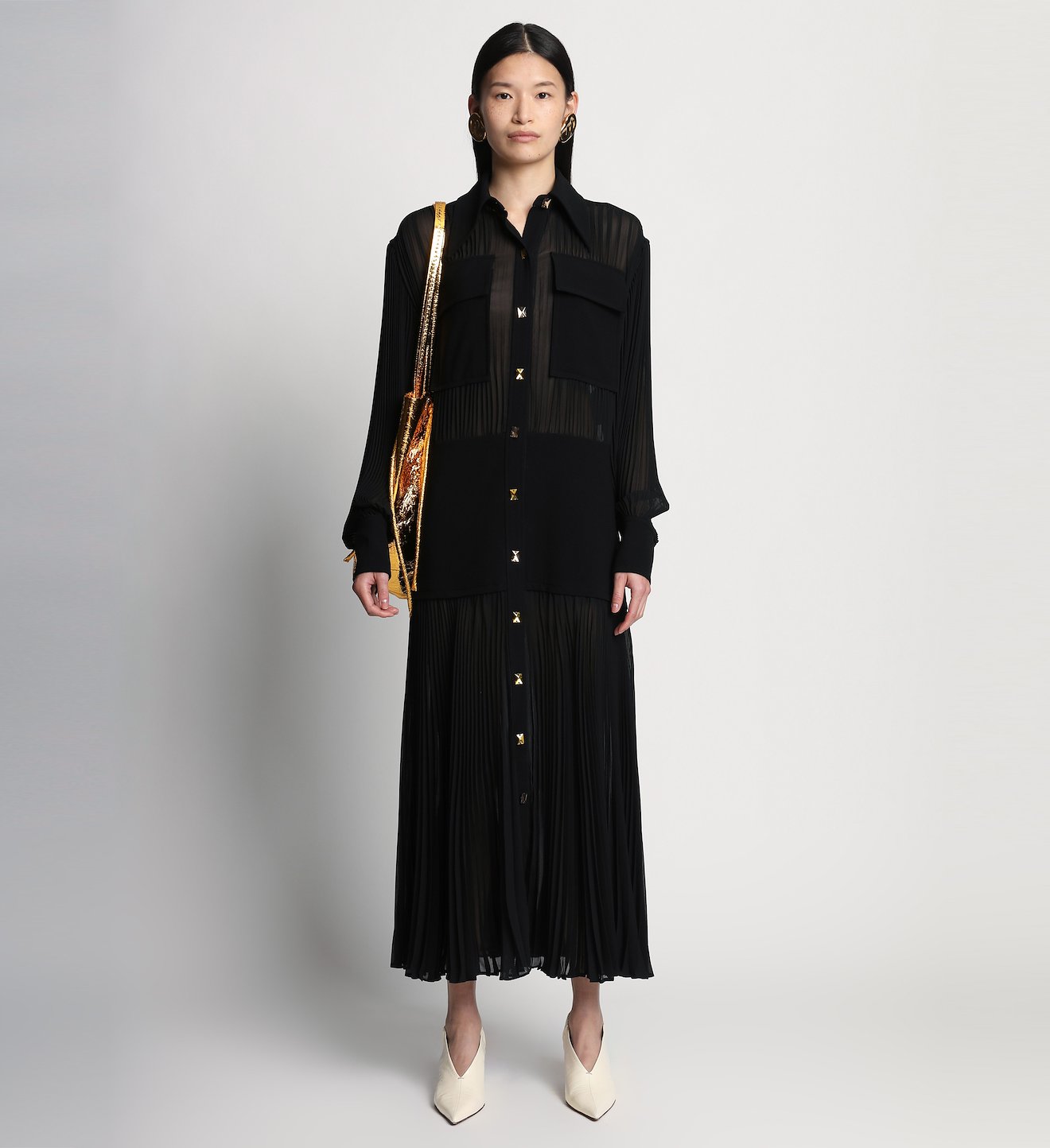 Sheer Pleated Flou Dress
