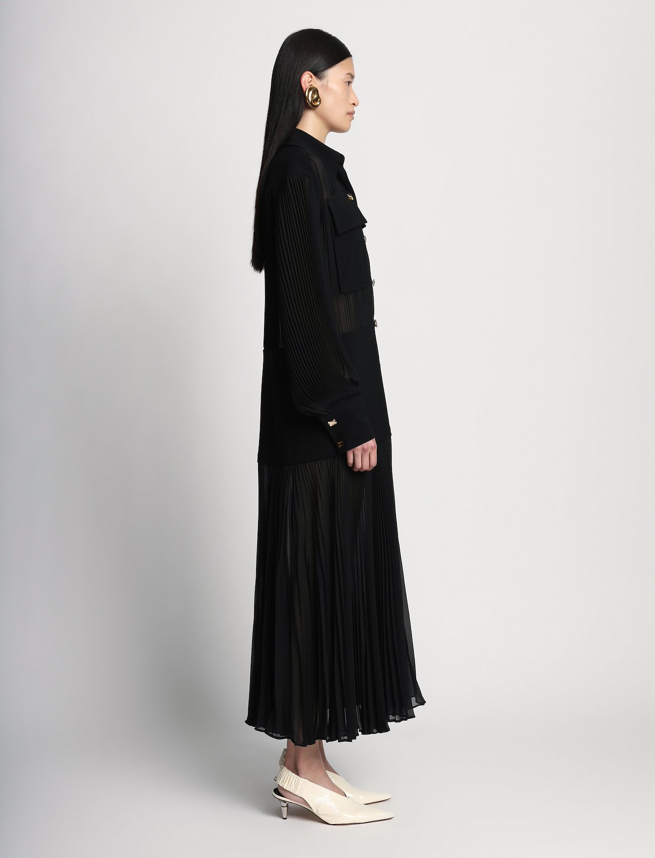 Sheer Pleated Flou Dress #1