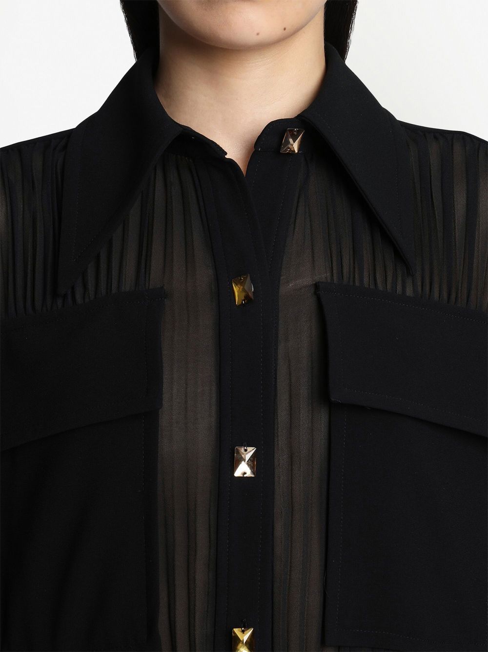 Shop Proenza Schouler Plissé-effect Shirt Dress In Black