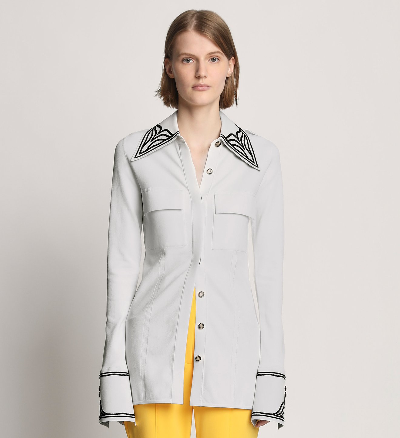Cloque Jacquard Knit Shirt