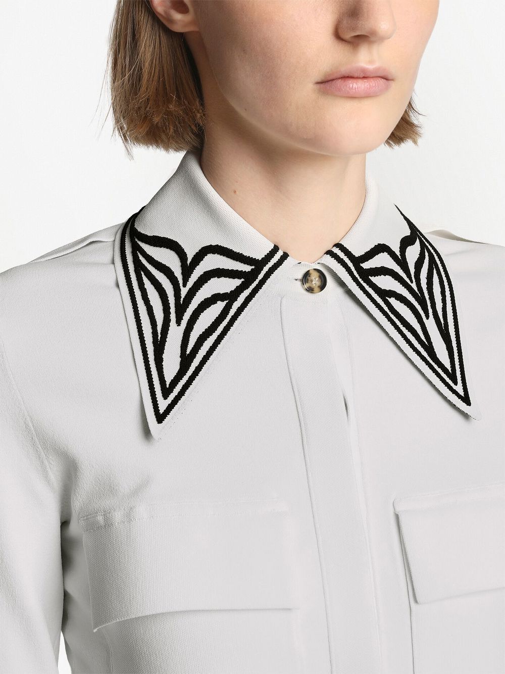 Shop Proenza Schouler Cloqué-effect Pointed-collar Shirt In White