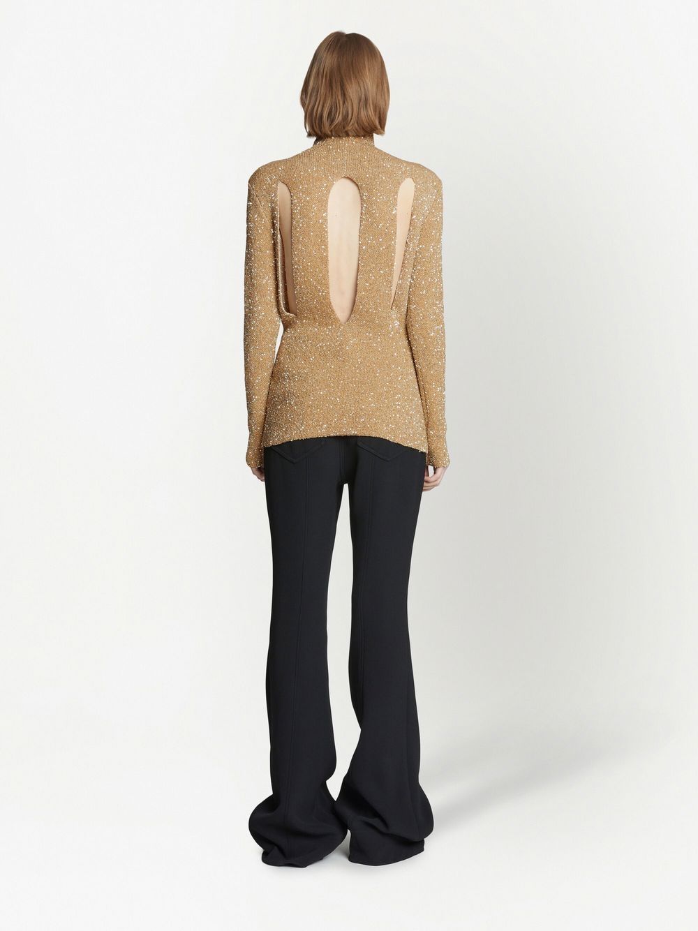 Shop Proenza Schouler Sequin-embellished Cut-out Jumper In Nude