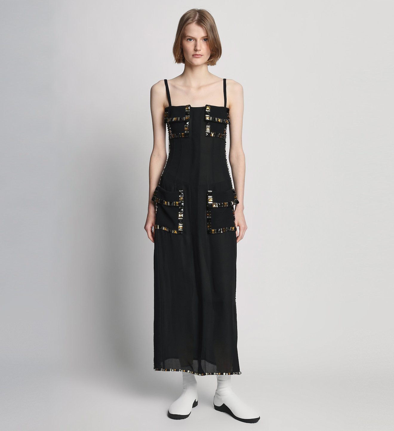 Embroidered Stone Chiffon Dress