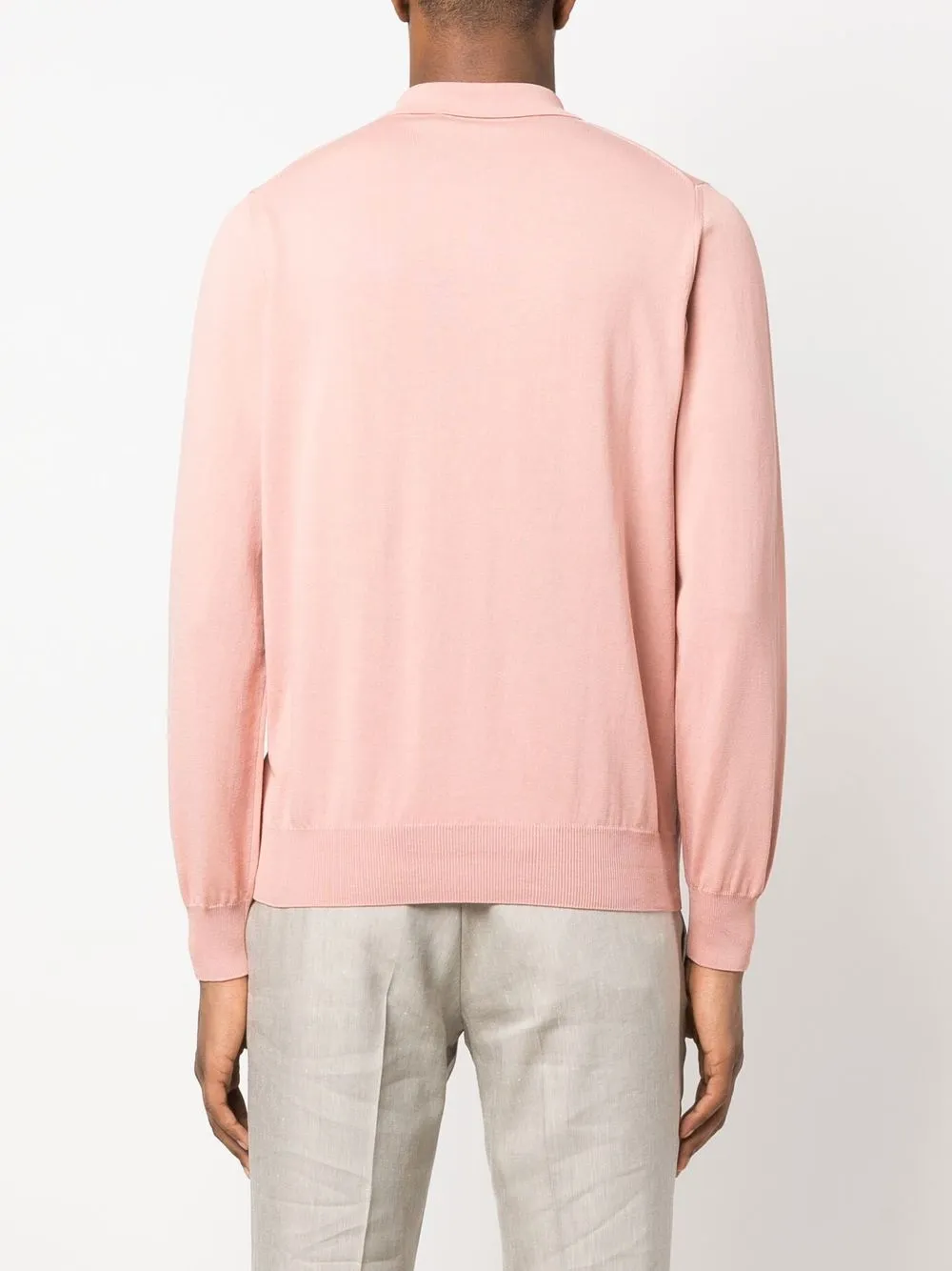 Canali Poloshirt met lange mouwen Roze