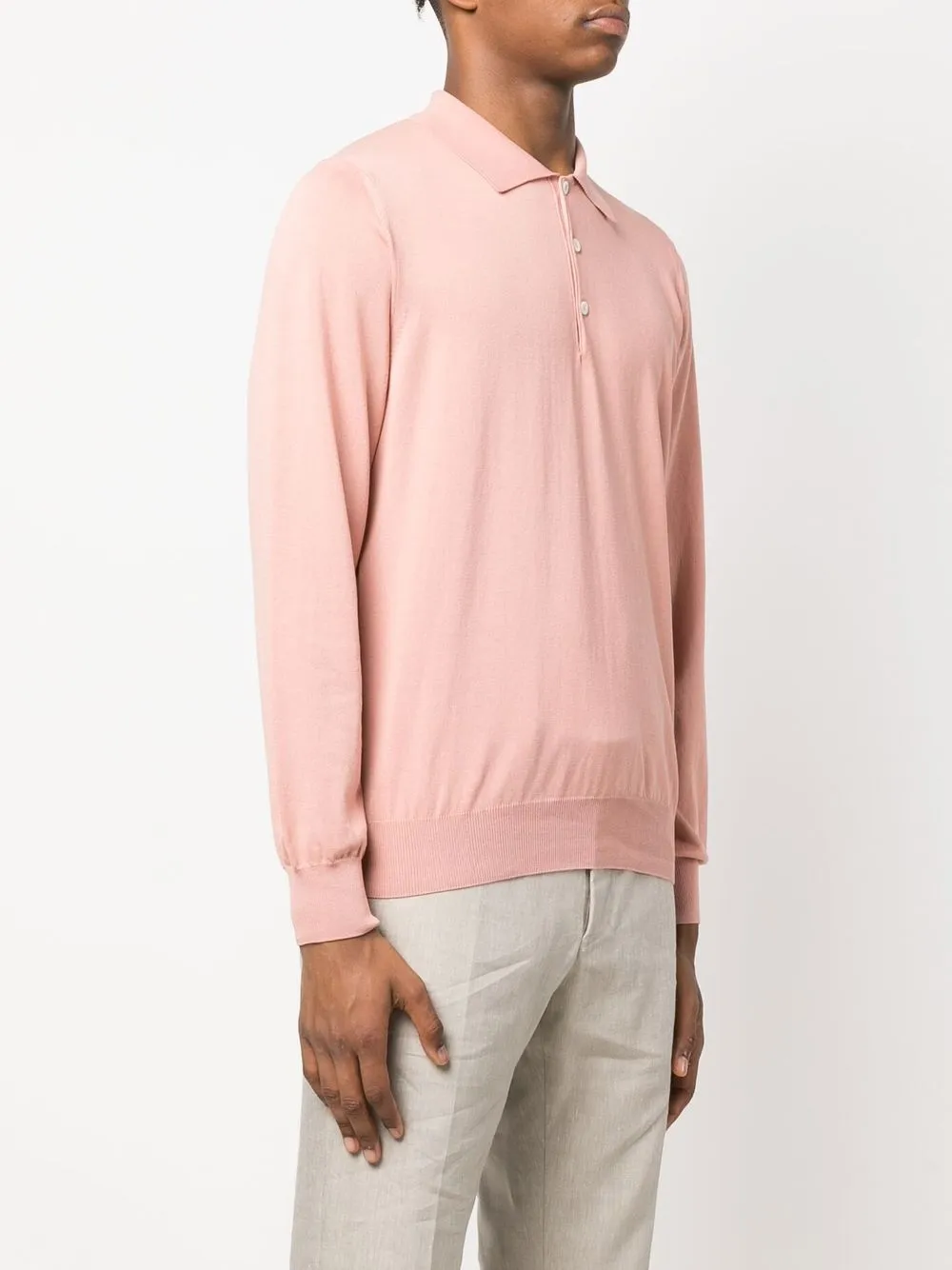 Canali Poloshirt met lange mouwen Roze