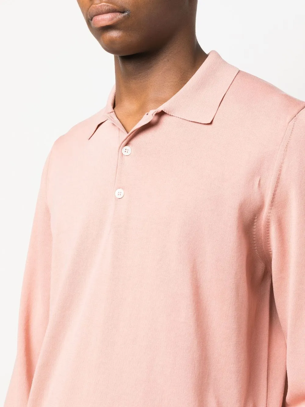 Canali Poloshirt met lange mouwen Roze