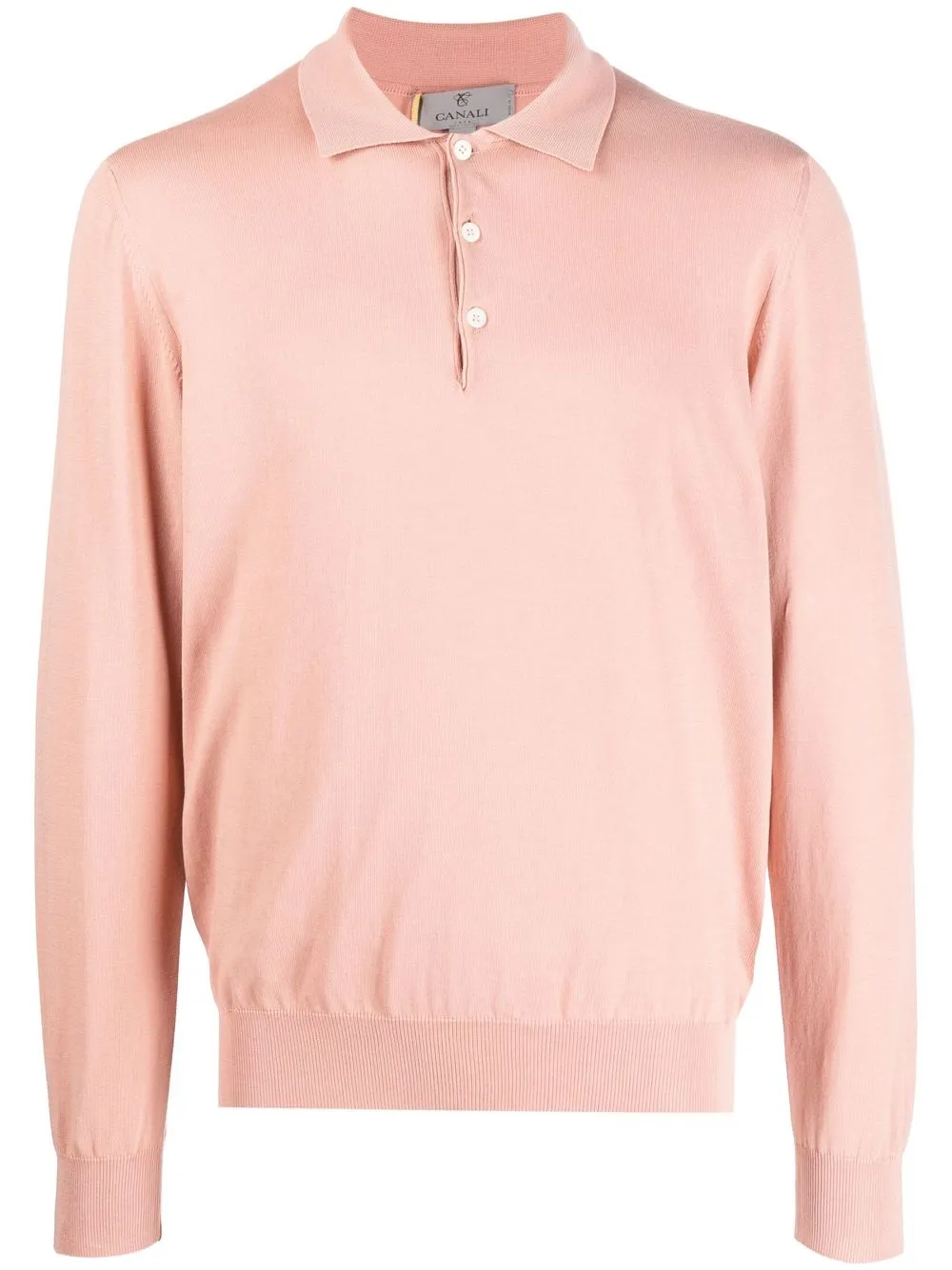 Canali Poloshirt met lange mouwen Roze