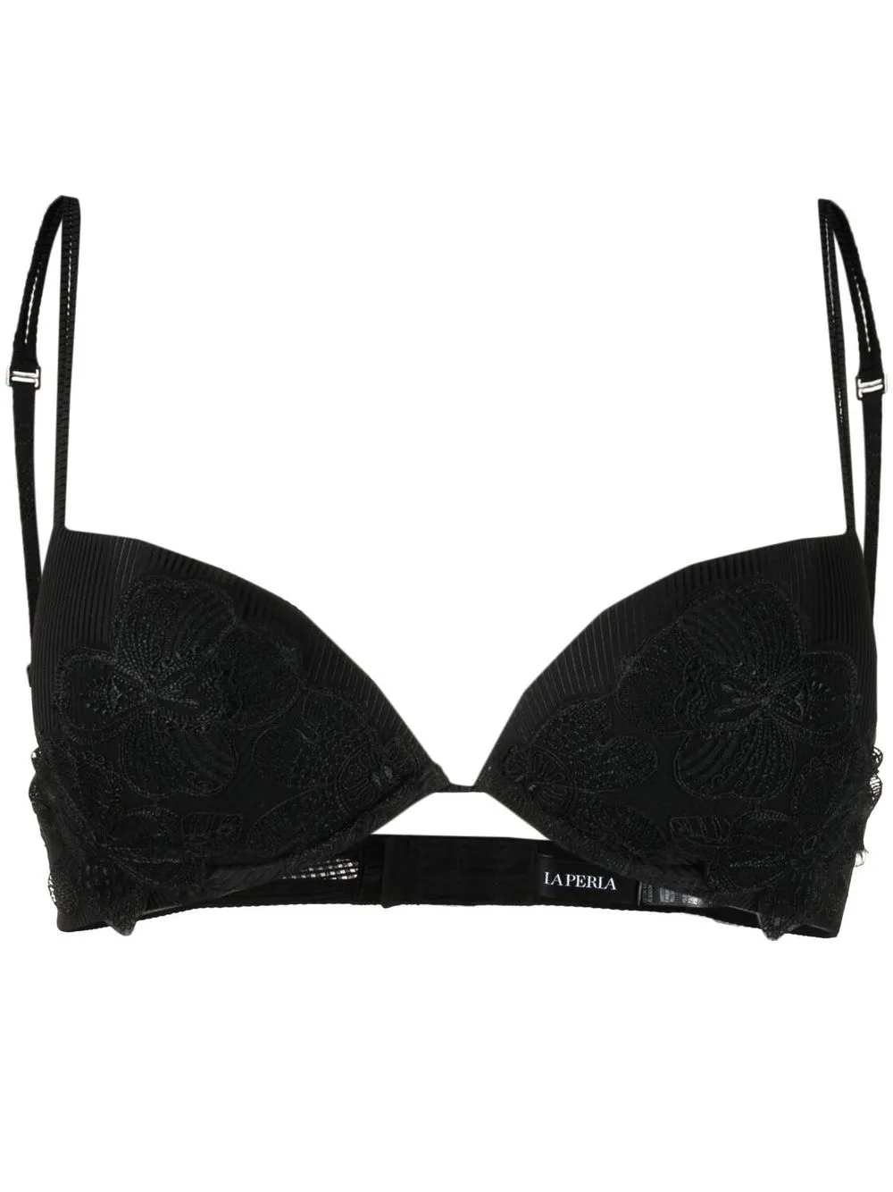 

La Perla floral-embroidery cotton bra - Black