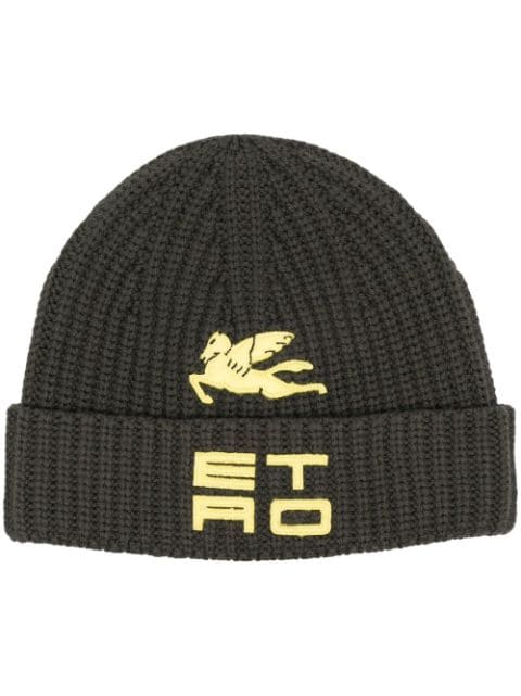 ETRO logo-embroidered ribbed-knit beanie