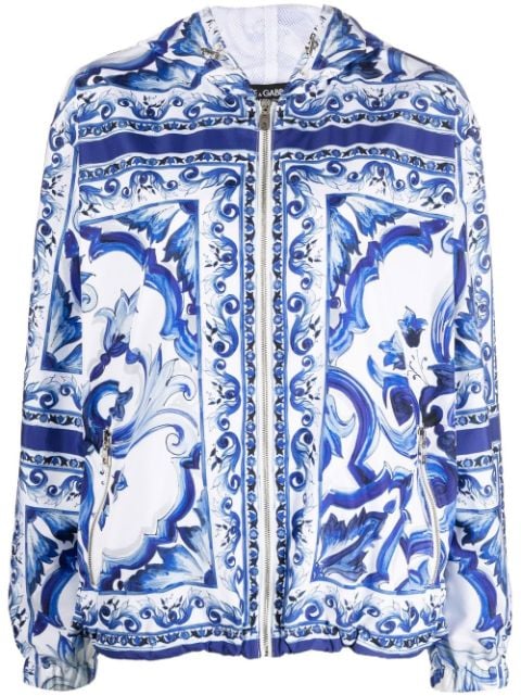Dolce & Gabbana Majolica-print hooded windbreaker 
