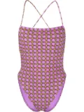 Tory Burch monogram-print swimsuit - Purple