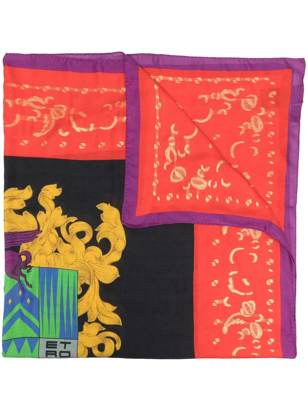 

ETRO baroque pattern-print knitted scarf - Red