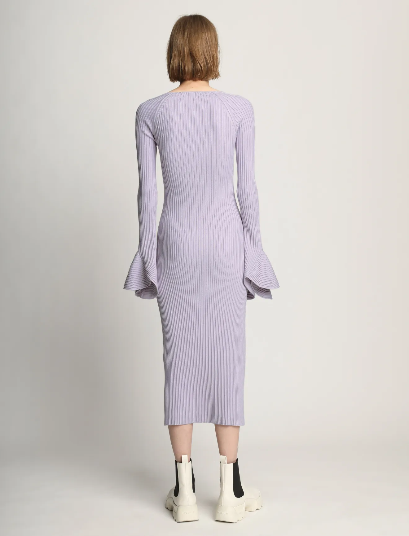 Fluted Rib Knit Dress in purple 