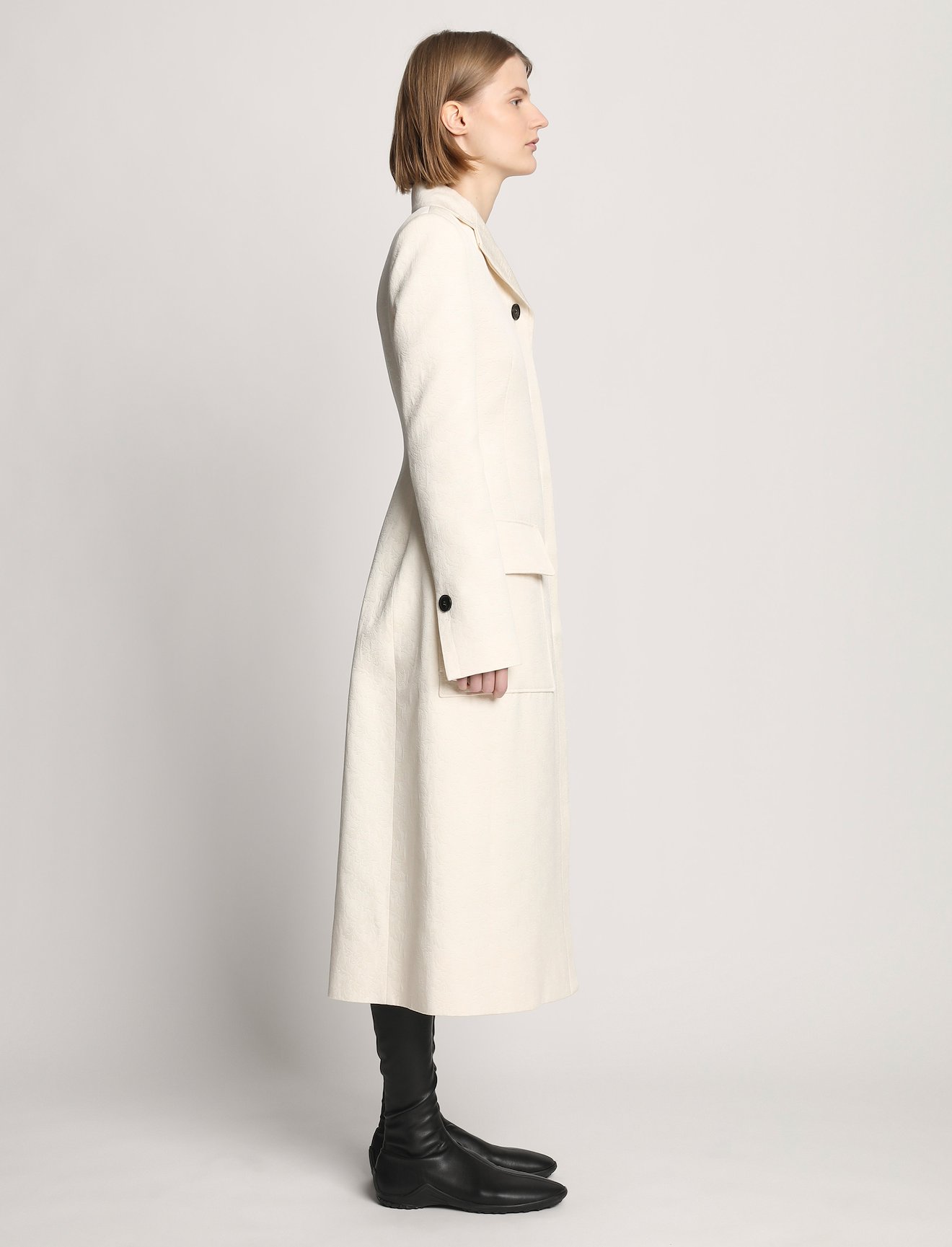 Cotton Wool Jacquard Coat #1