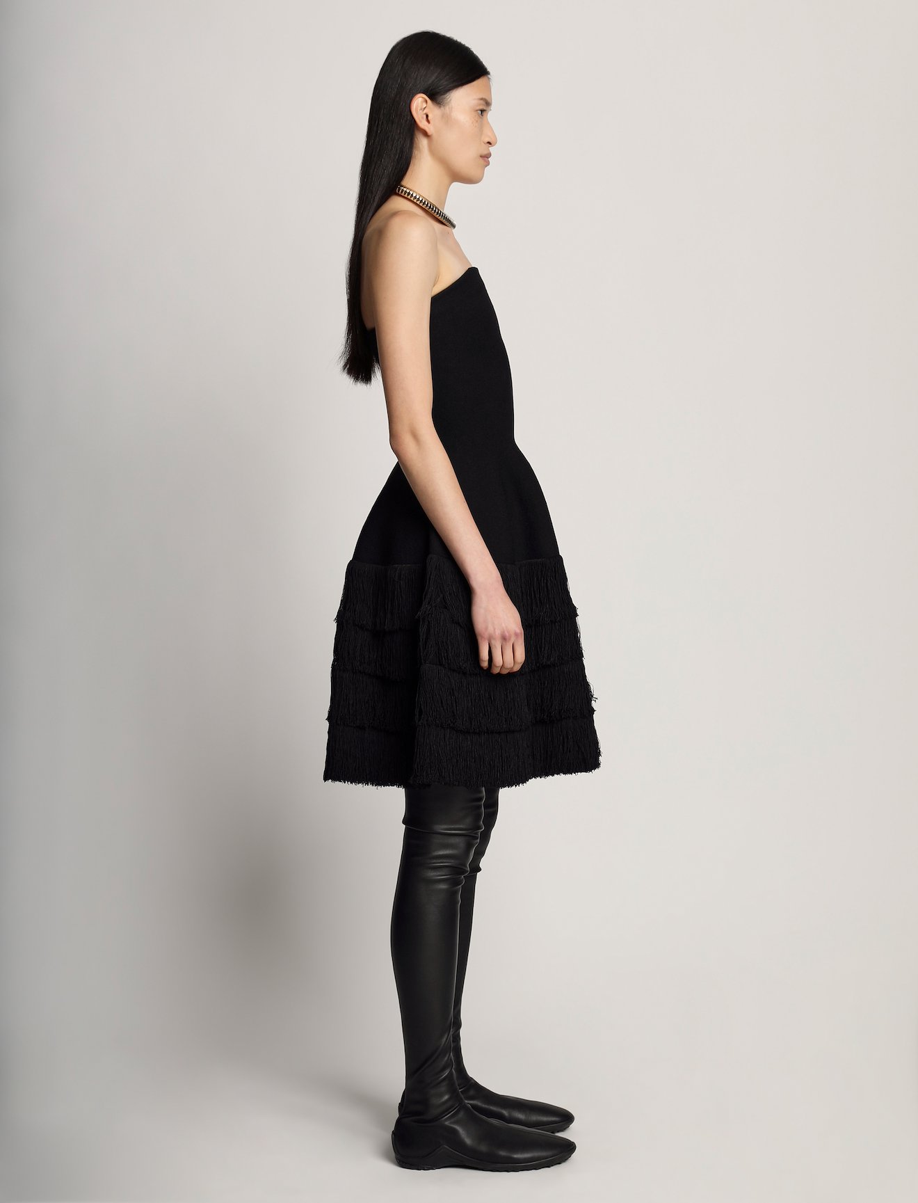 Textured Fringe Knit Sculpted Dress #1