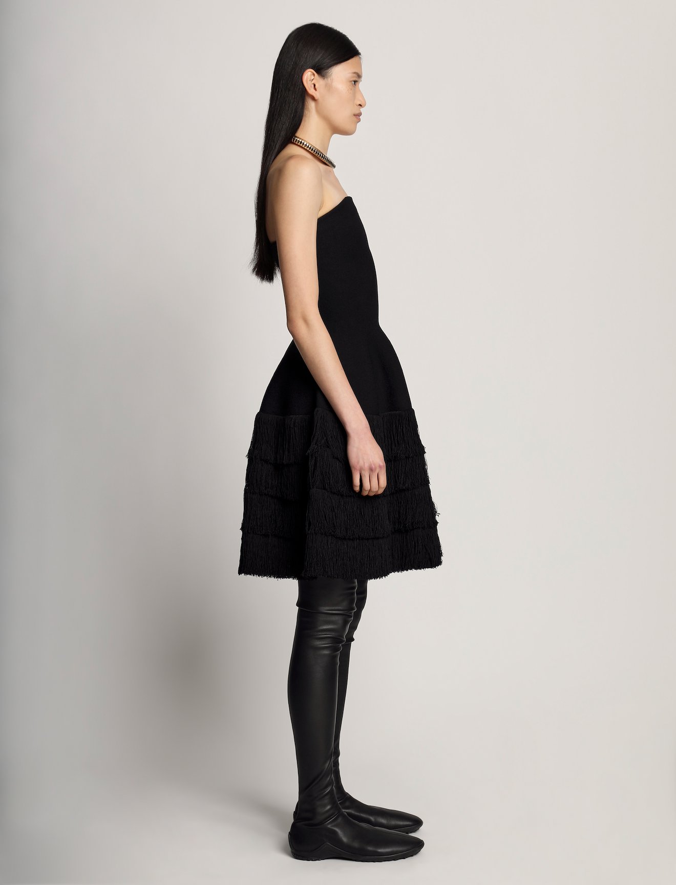 Textured Fringe Knit Sculpted Dress #1