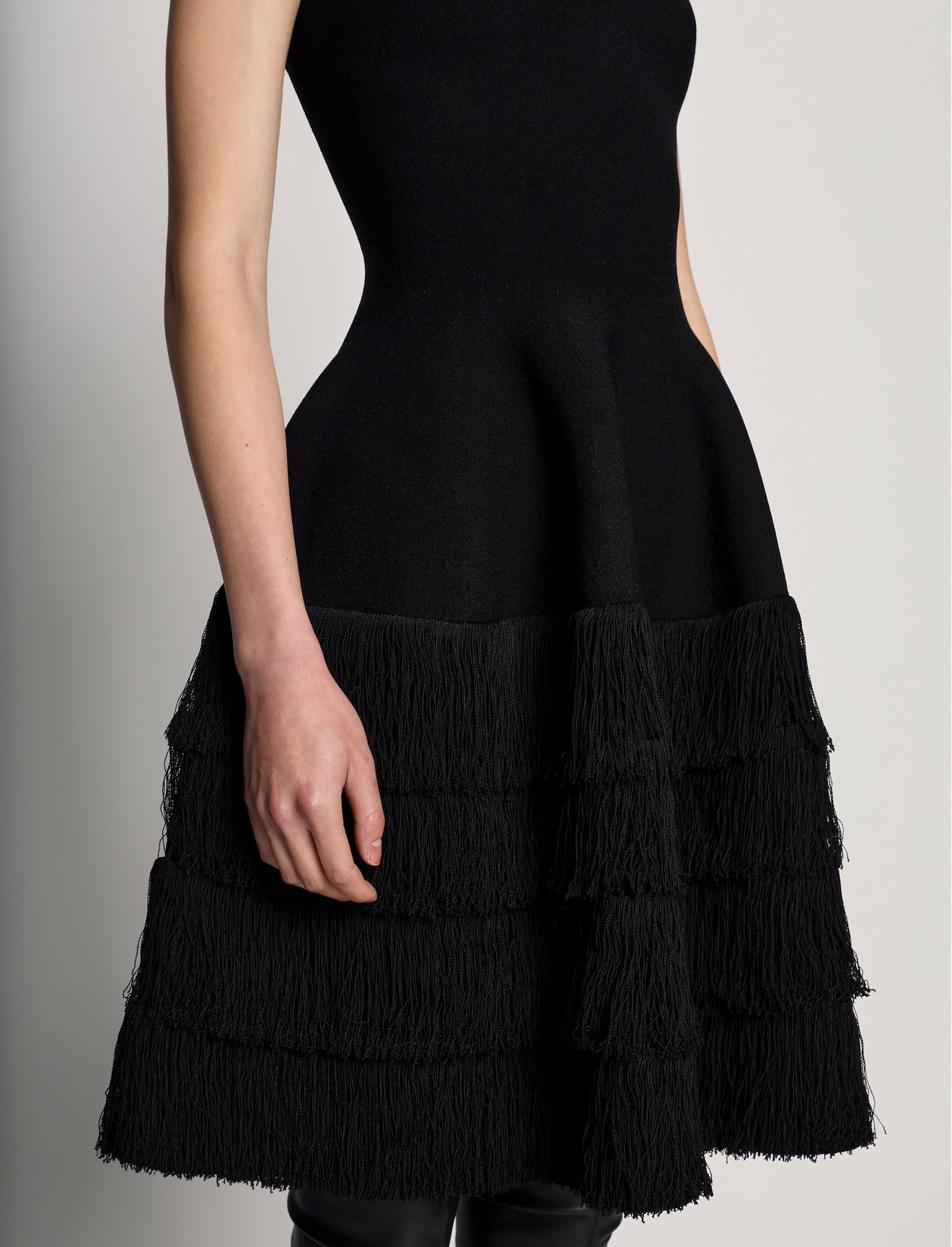 Textured Fringe Knit Sculpted Dress #3