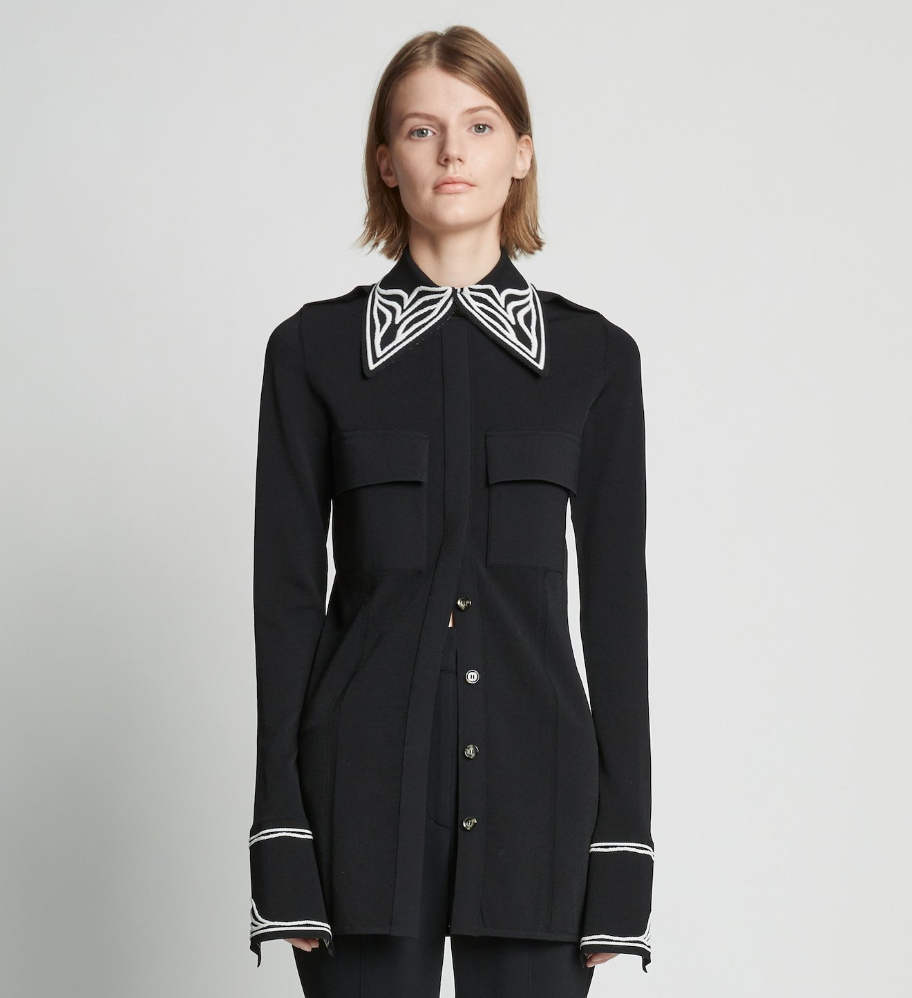 Cloque Jacquard Knit Shirt