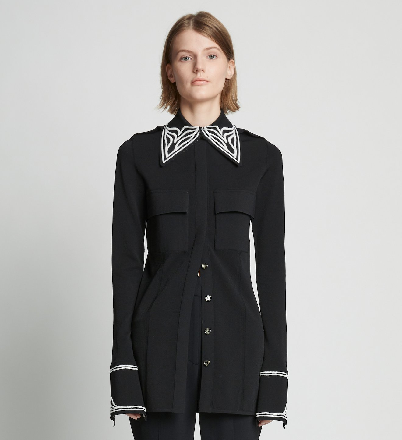 Cloque Jacquard Knit Shirt