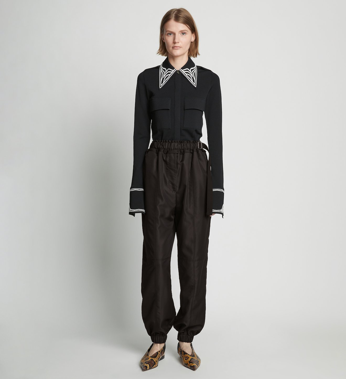 Silk Nylon Taffeta Pull on Pant