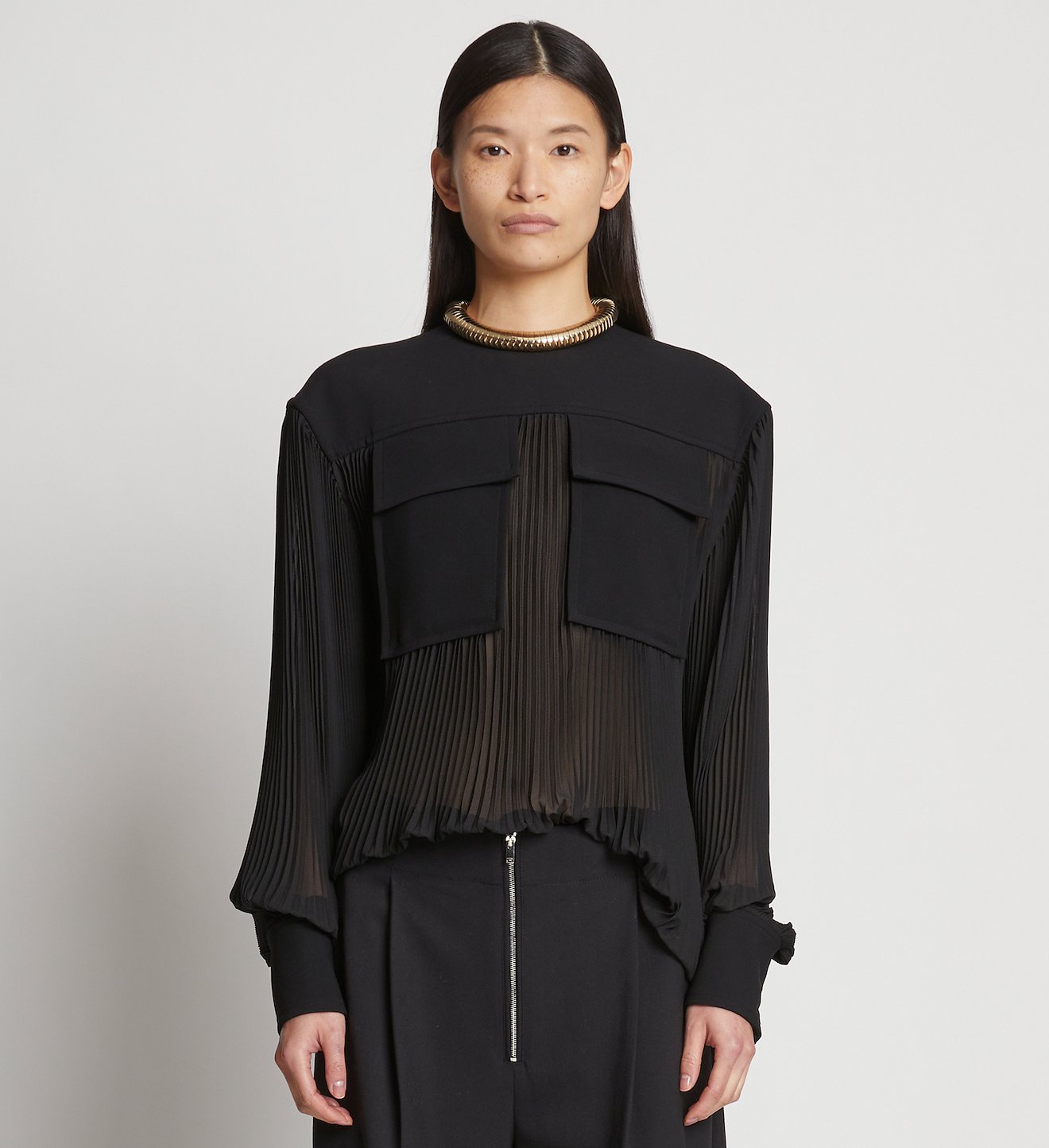Sheer Pleated Flou Top
