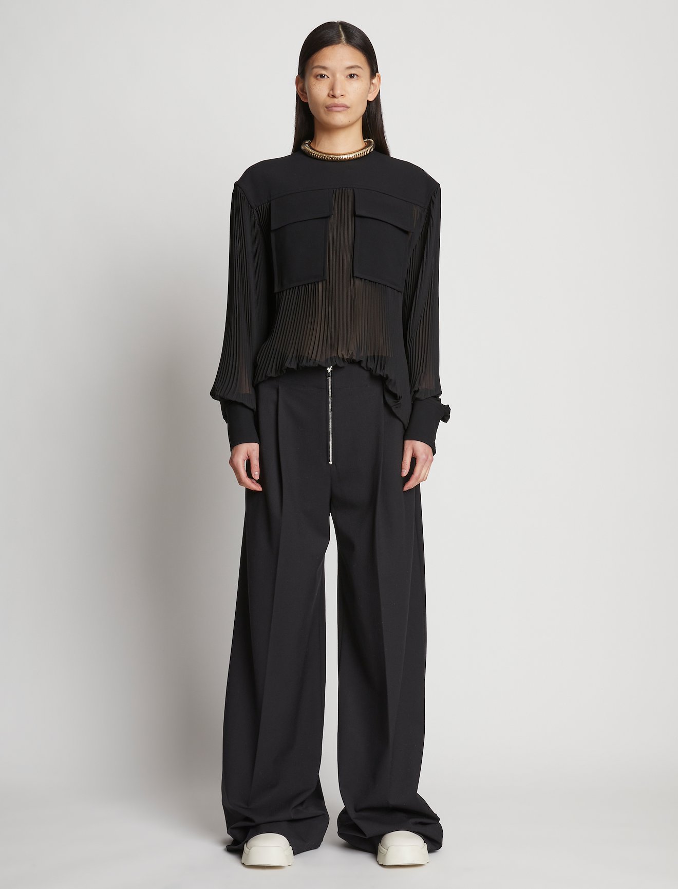 Sheer Pleated Flou Top #1