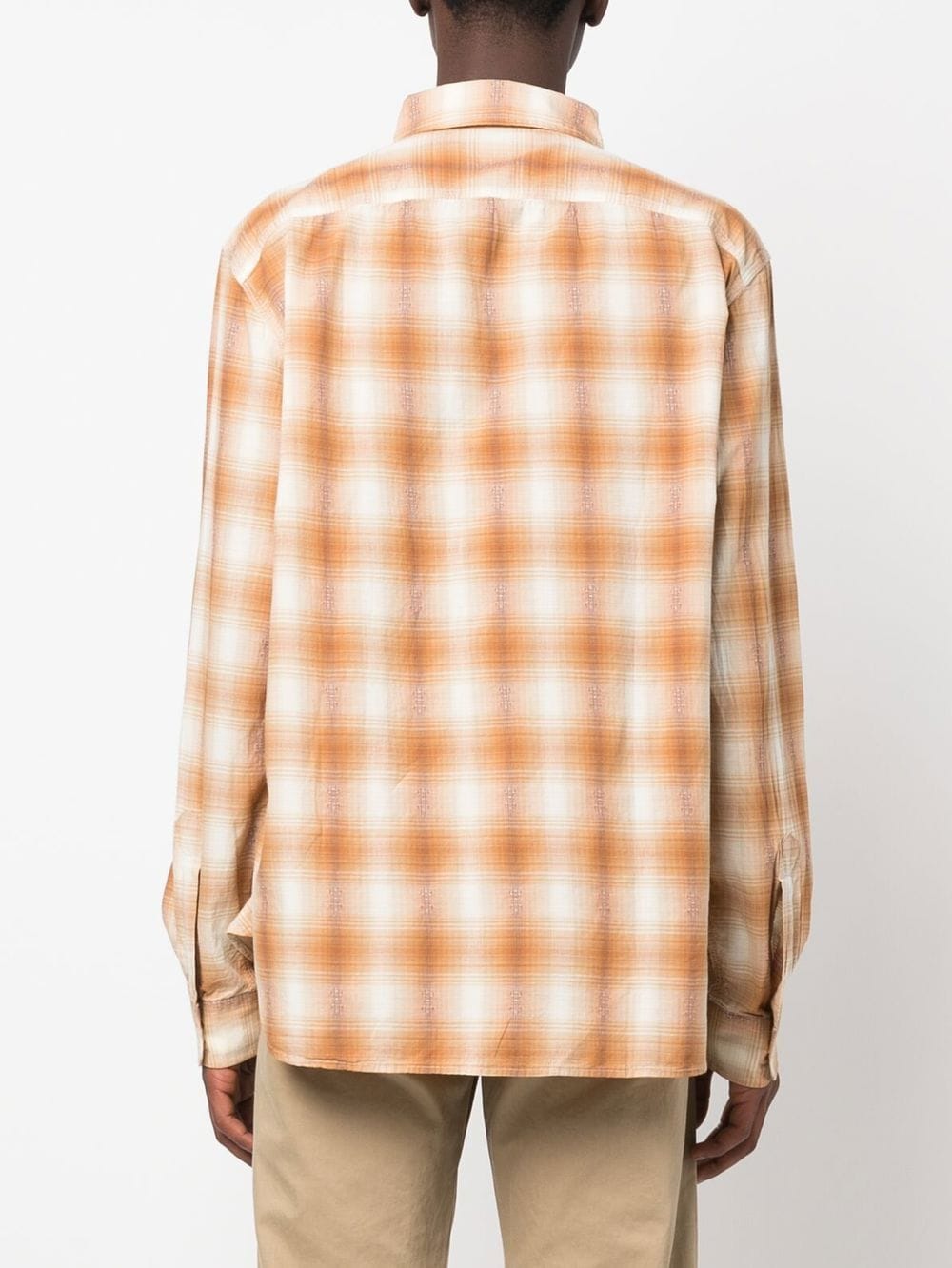 Shop Ralph Lauren Rrl Check-print Long-sleeve Shirt In Neutrals