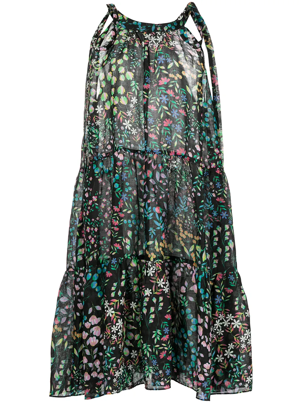 

Cynthia Rowley floral tie-strap smock dress - Black