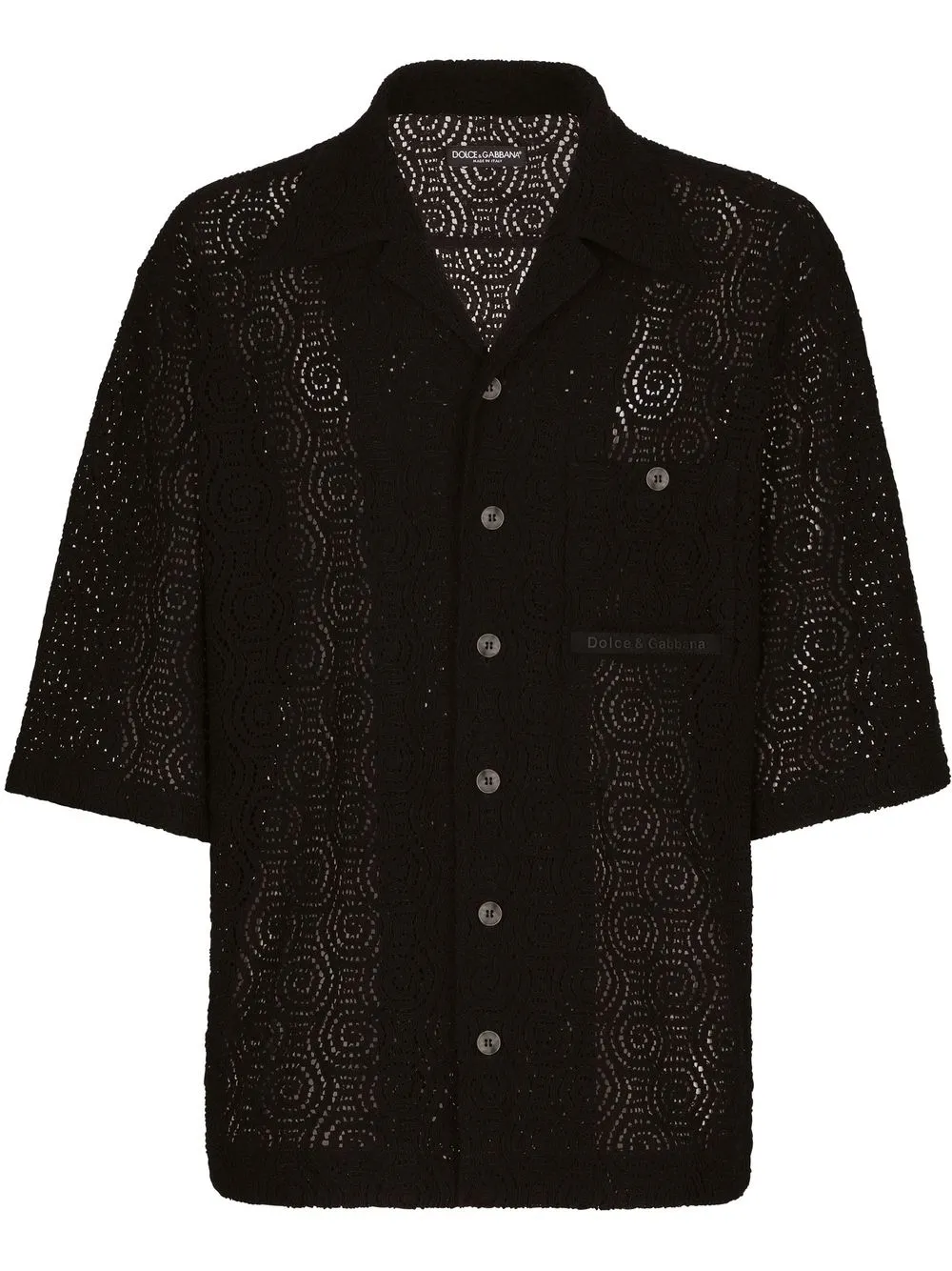 Dolce & Gabbana cordonetto-lace bowling shirt | Black | Image 1