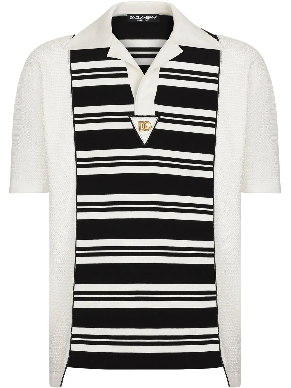 

Dolce & Gabbana DG logo striped-panel polo shirt - White