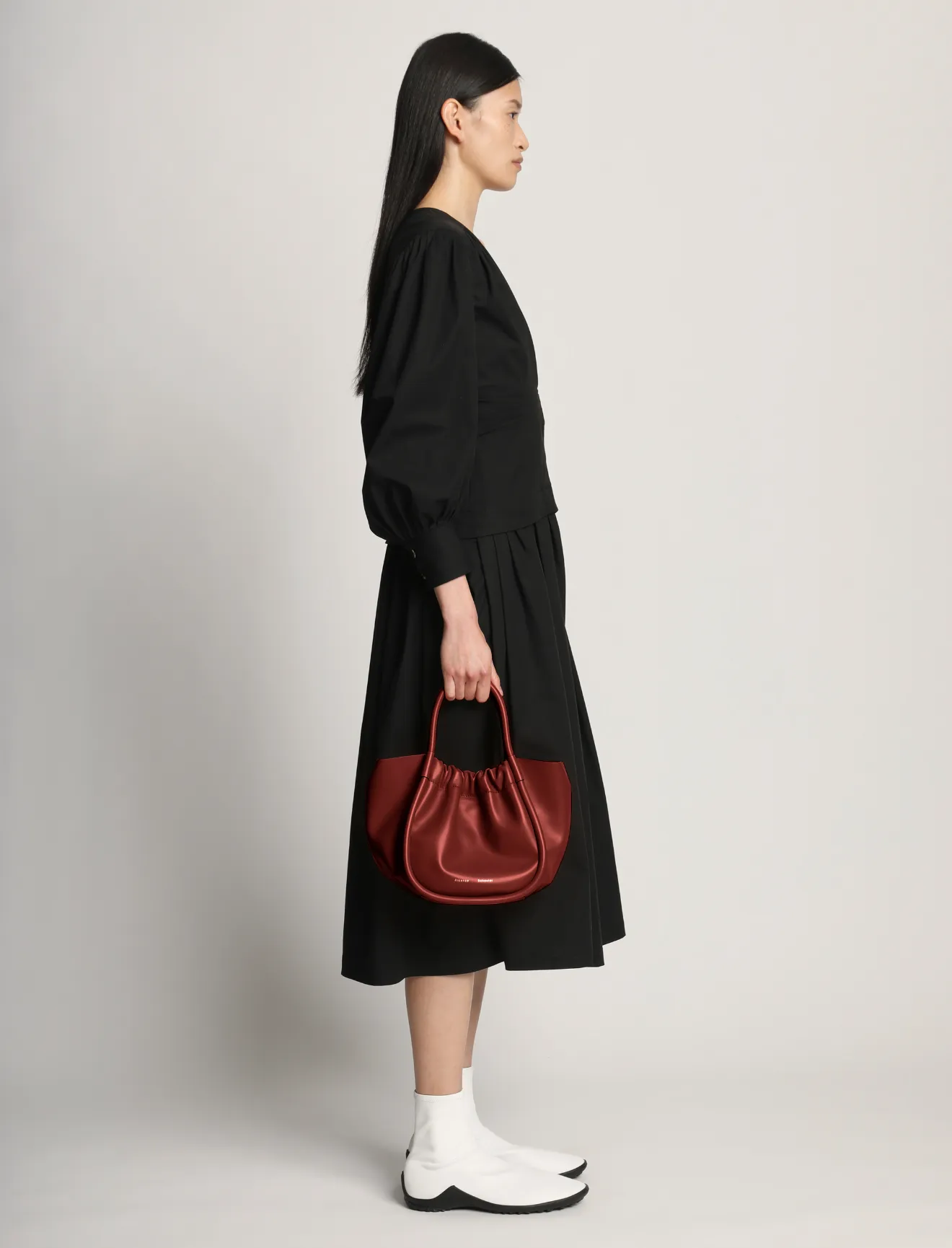 small ruched crossbody tote