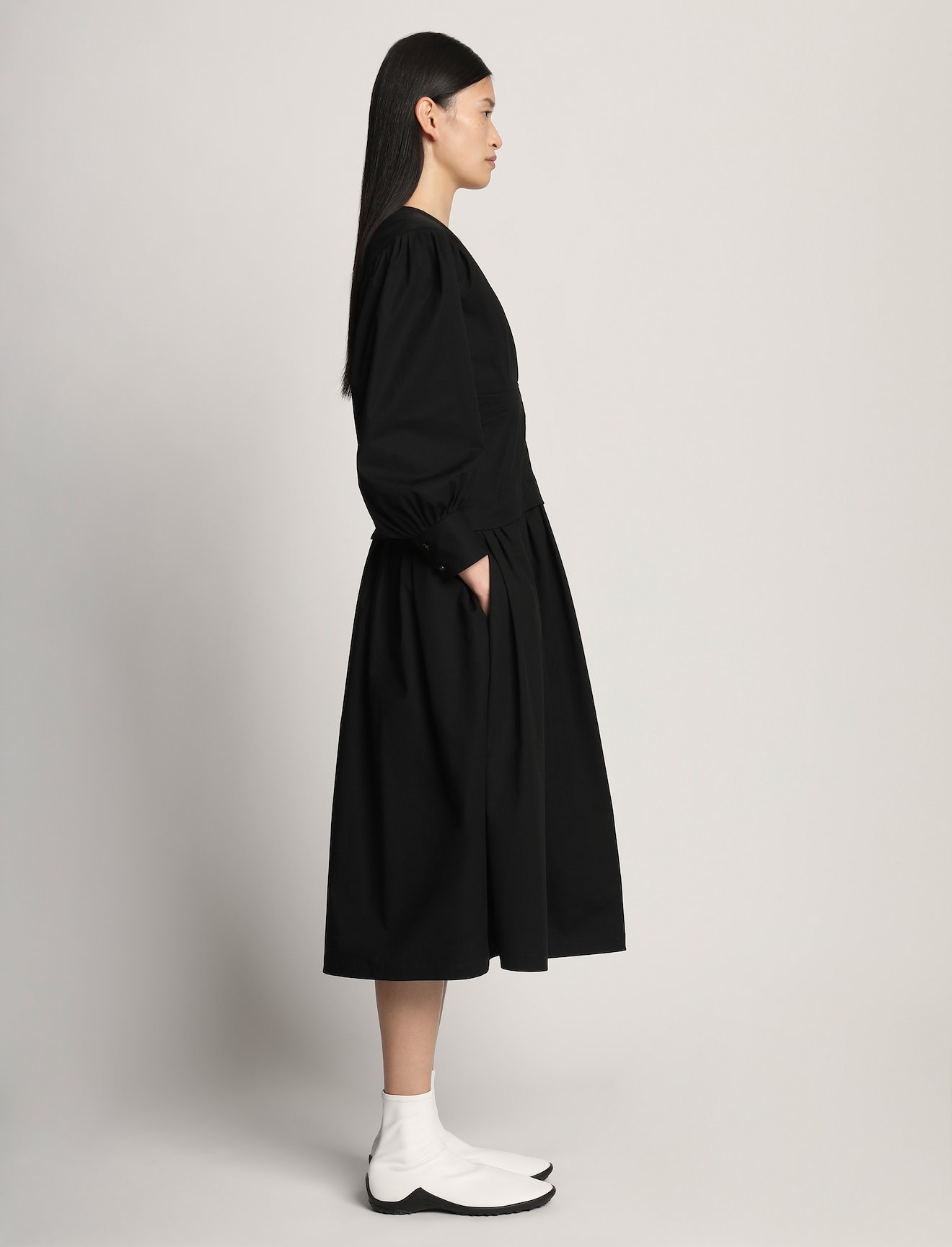 Poplin V-neck Dress #1