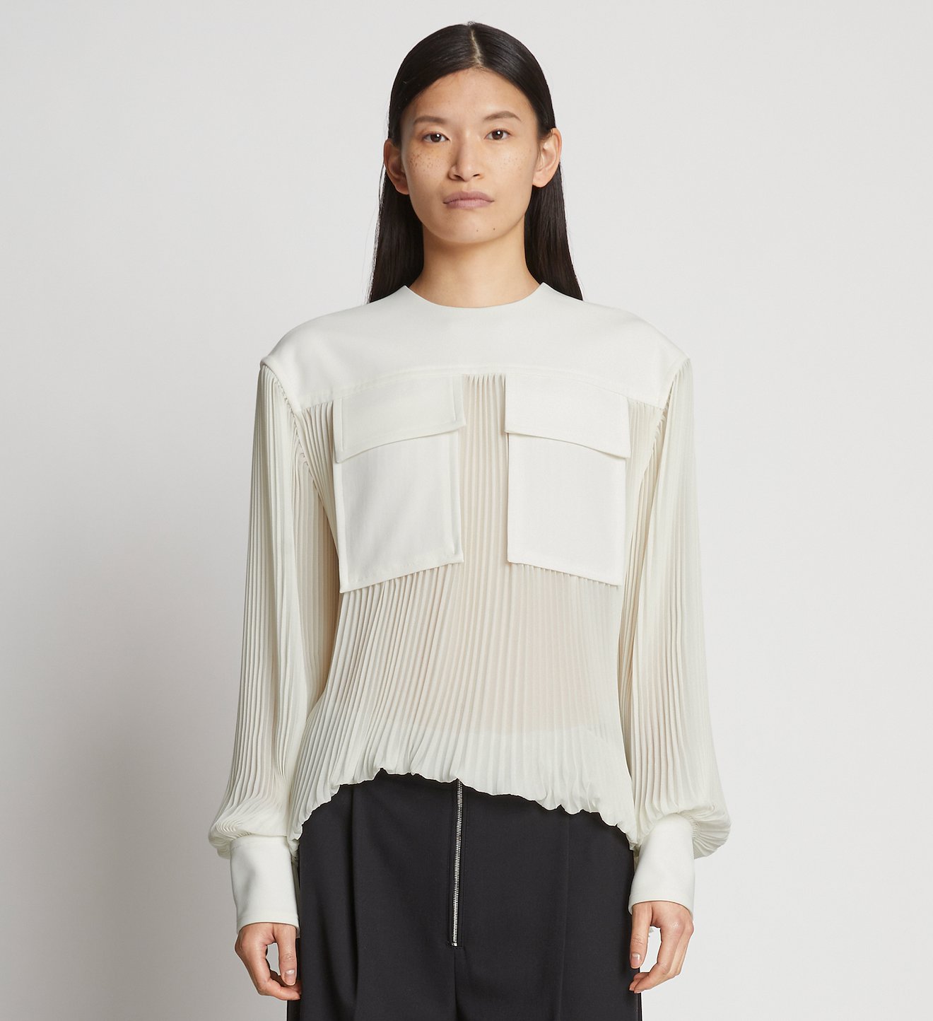 Sheer Pleated Flou Top