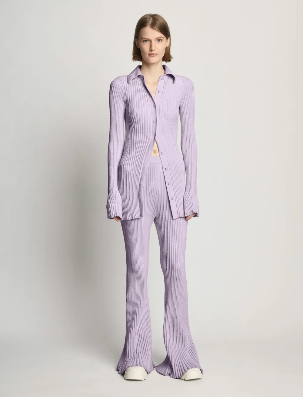Velvet Rib Knit Pant in purple | Proenza Schouler