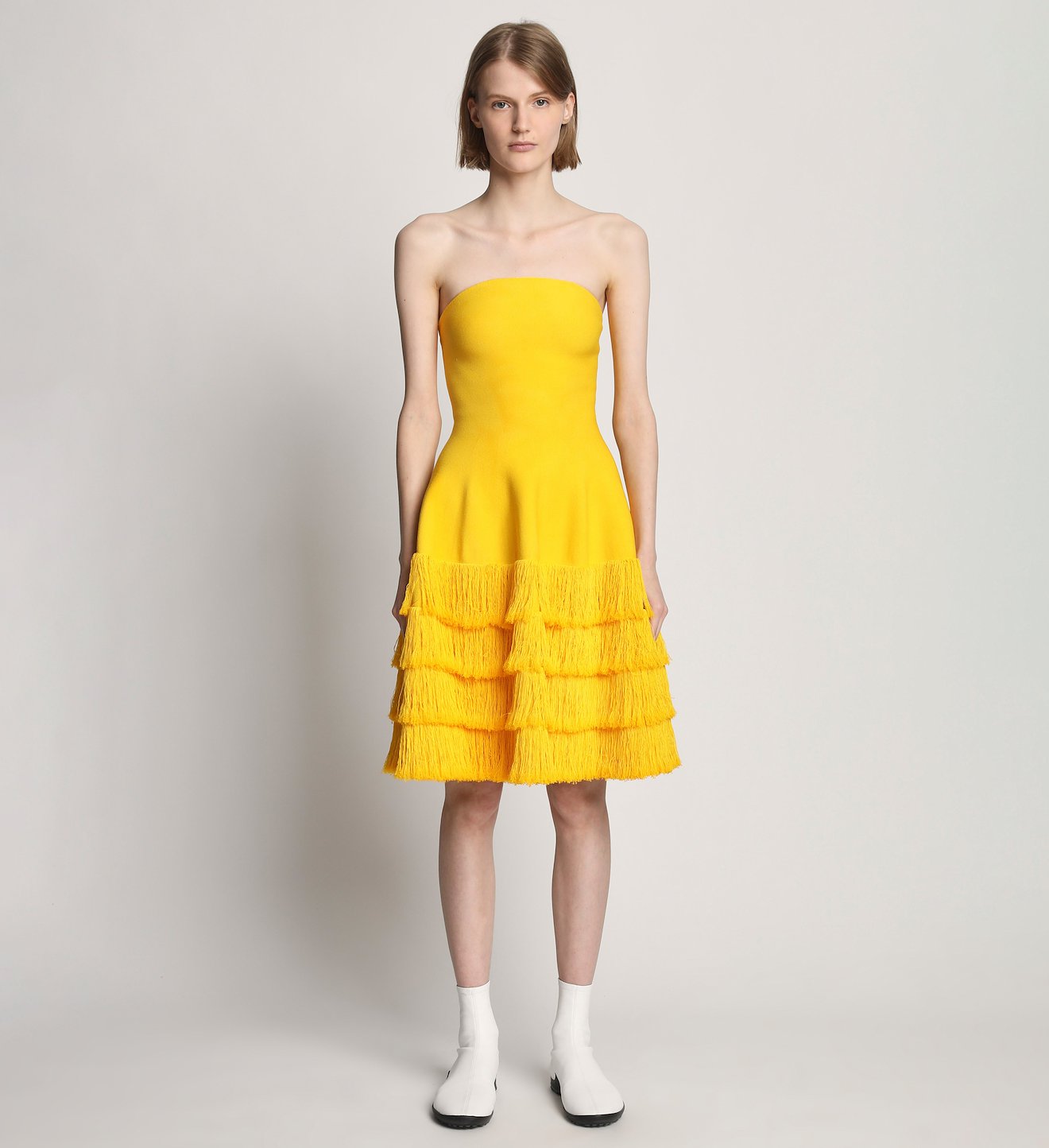 Textured Fringe Knit Sculpted Dress