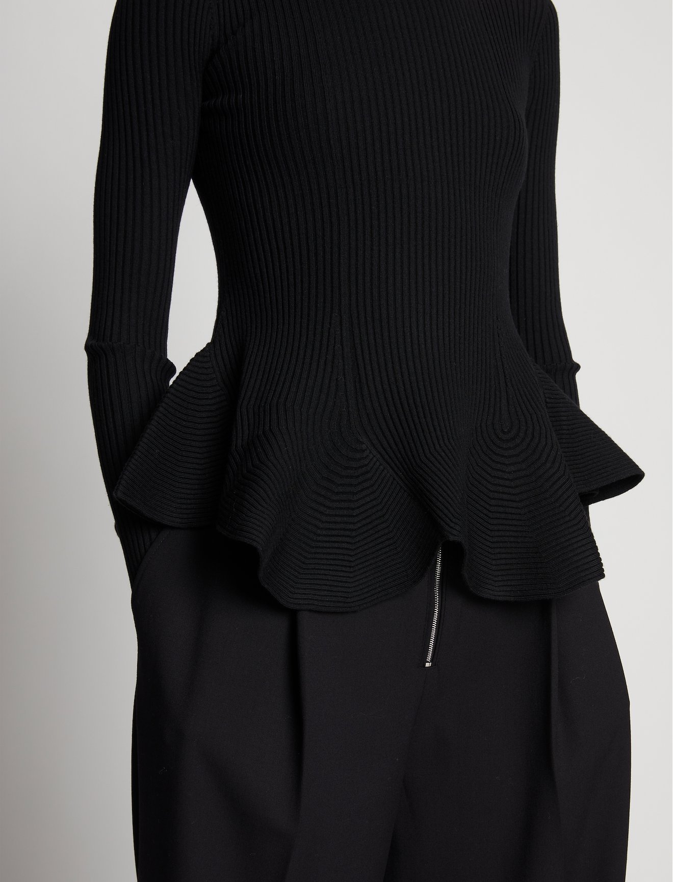 Fluted Rib Knit Peplum Sweater #4